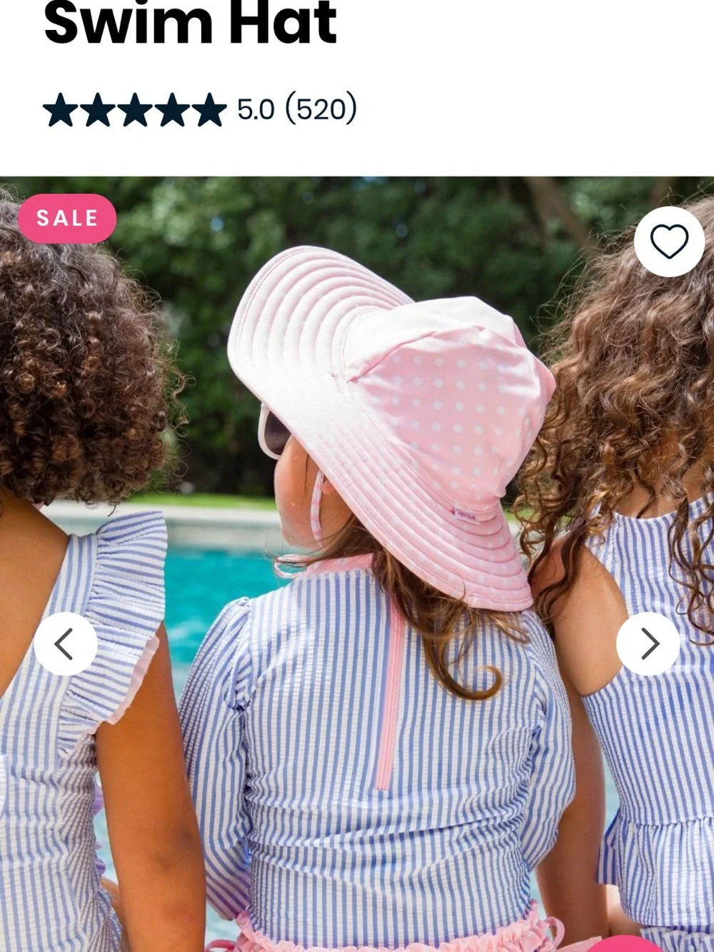 Ruffle Butts Blue & White striped and Pink Dot Swim Hat 0-12 month